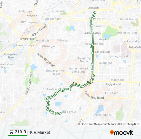 210-D Bus Line Map