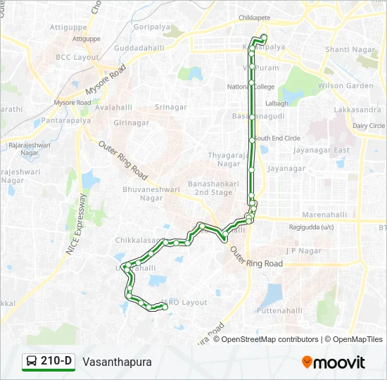 210-D Bus Line Map