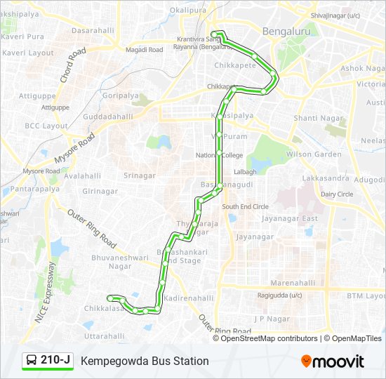 210-J bus Line Map