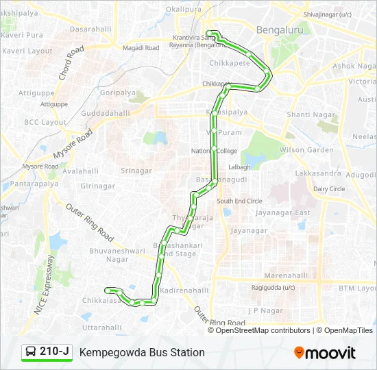 210-J Bus Line Map