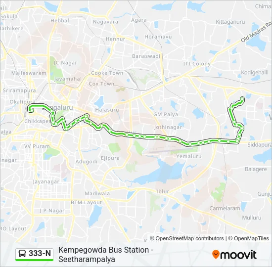 333-N Bus Line Map