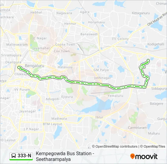 333-N Bus Line Map