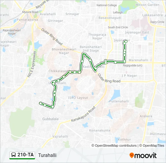210-TA Bus Line Map