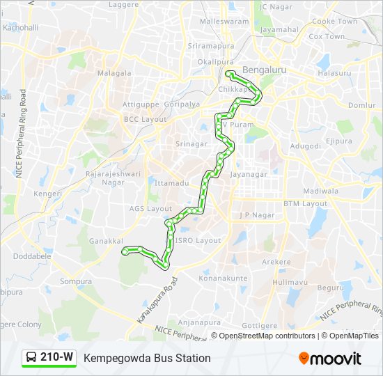 210-W bus Line Map