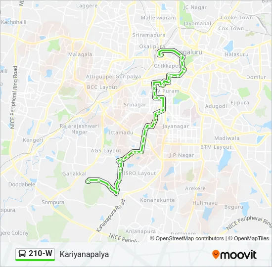 210-W Bus Line Map