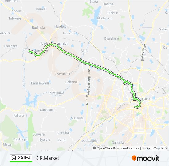 258-J bus Line Map