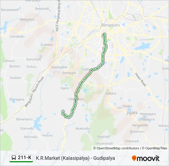 211-K Bus Line Map