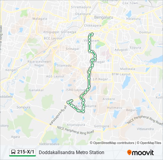 215-X/1 bus Line Map
