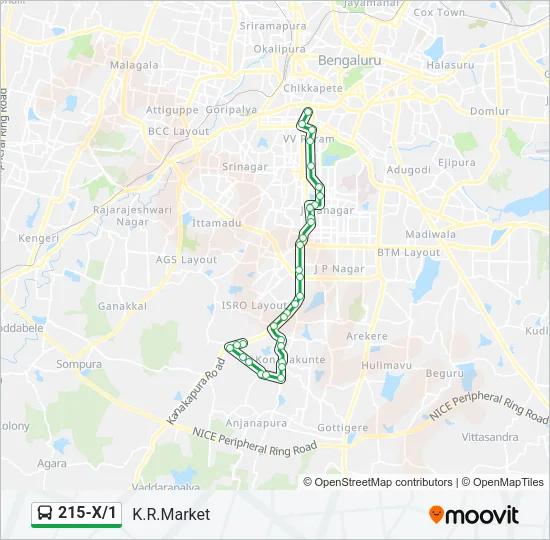 215-X/1 Bus Line Map