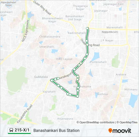 215-X/1 Bus Line Map