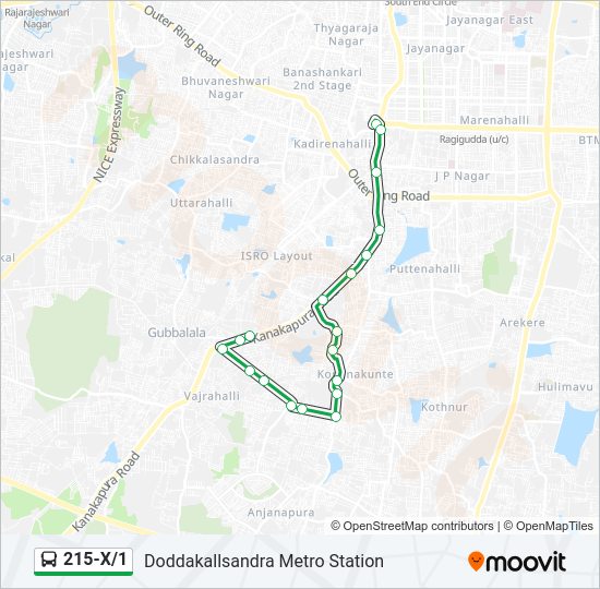 215-X/1 Bus Line Map