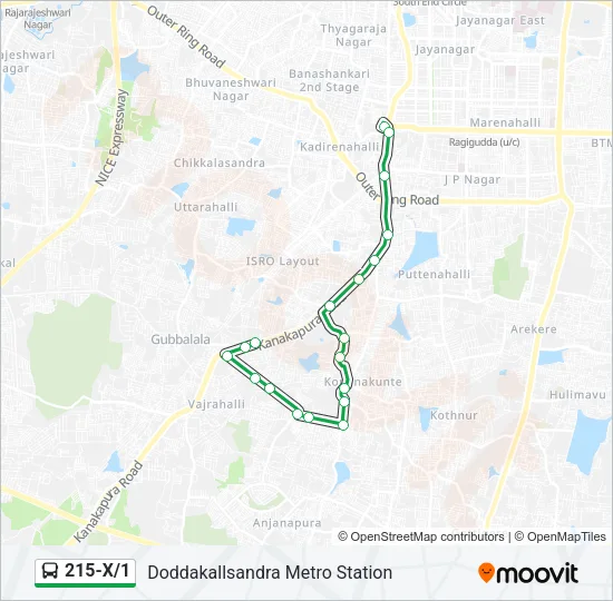 215-X/1 Bus Line Map