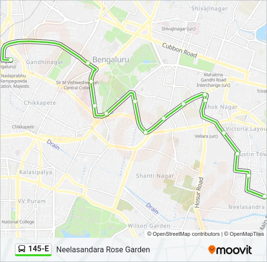 145-E Bus Line Map