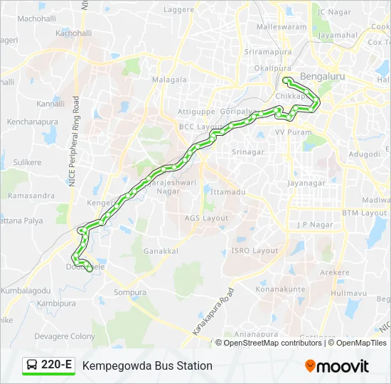 220-E Bus Line Map