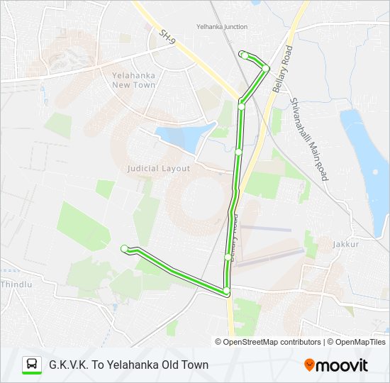 YHKOT-GKVK Bus Line Map
