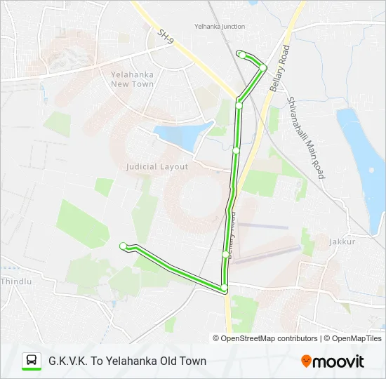 YHKOT-GKVK Bus Line Map