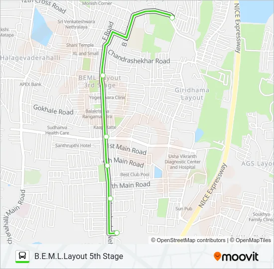 225-G BGPN-BEML5 Bus Line Map