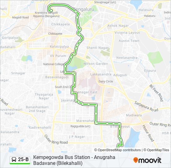 25-B bus Line Map