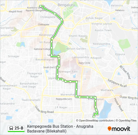 25-B Bus Line Map