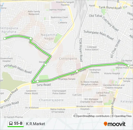 55-B Bus Line Map