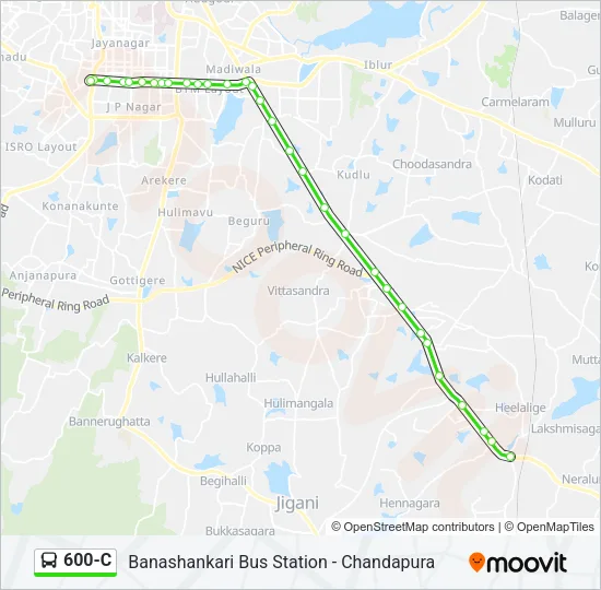 600-C Bus Line Map