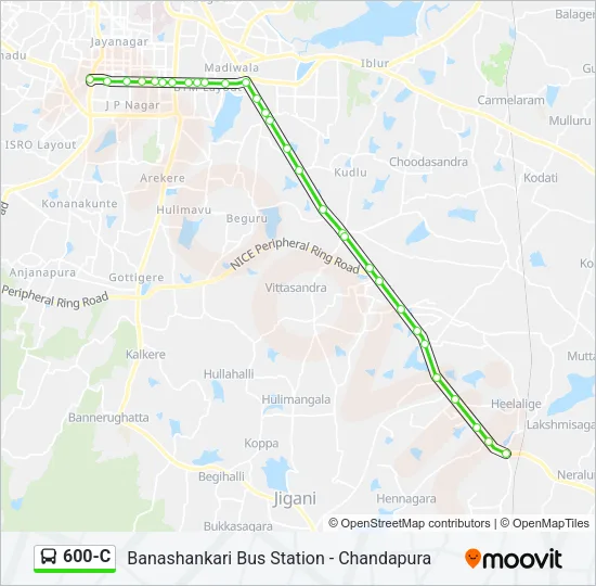 600-C Bus Line Map