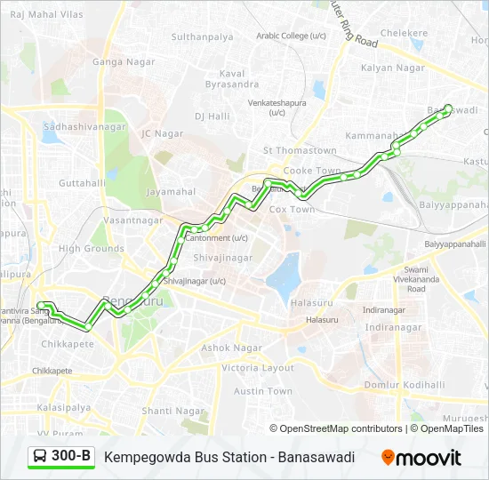 300-B Bus Line Map