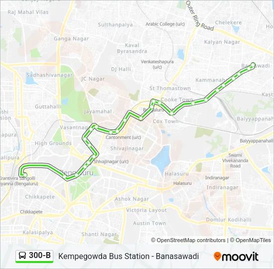 300-B Bus Line Map