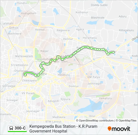 300-C Bus Line Map