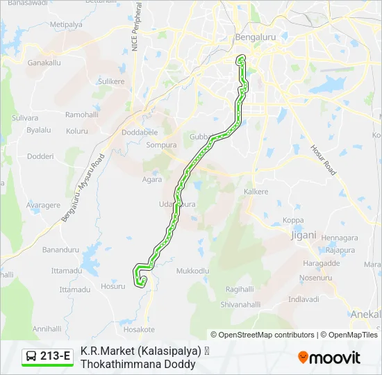 213-E Bus Line Map