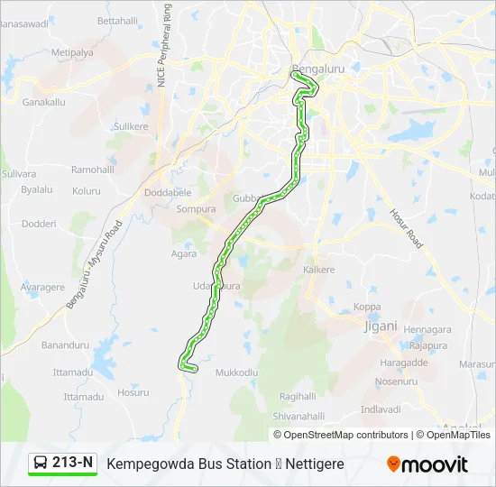 213-N Bus Line Map