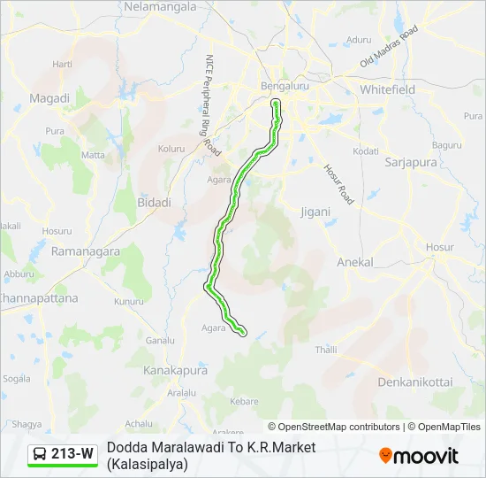 213-W Bus Line Map