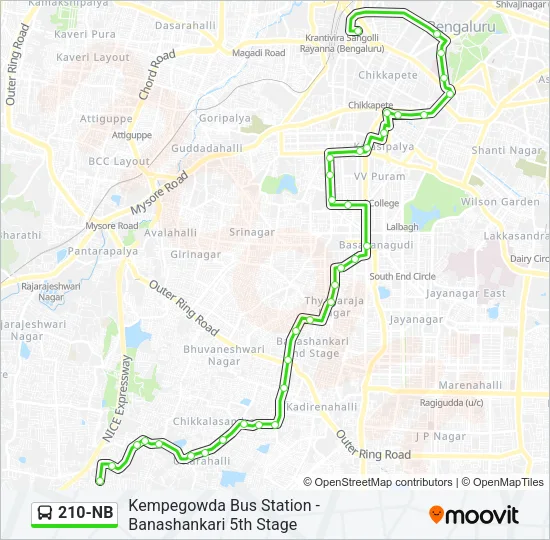 210-NB Bus Line Map