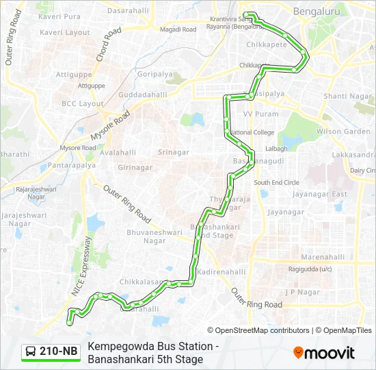 210-NB Bus Line Map