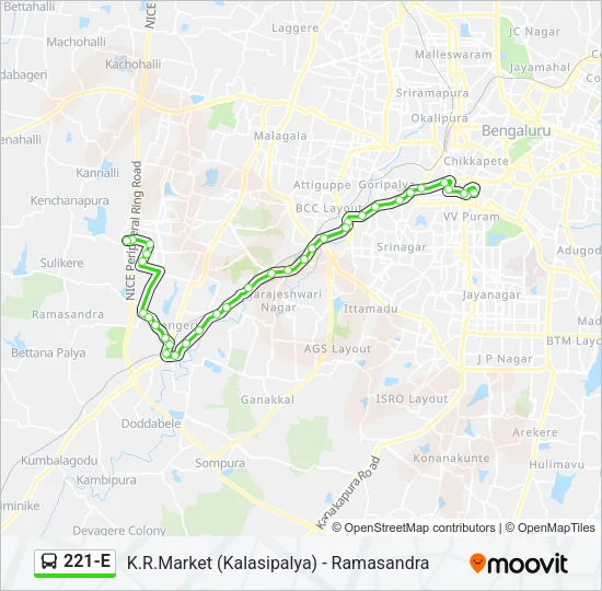 221-E Bus Line Map