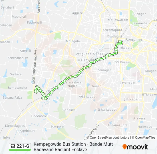 221-G Bus Line Map