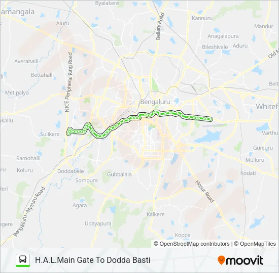 223-A HAL-DBT Bus Line Map