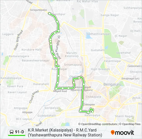 91-D Bus Line Map