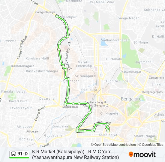 91-D bus Line Map