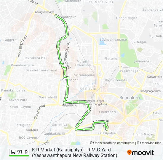 91-D Bus Line Map