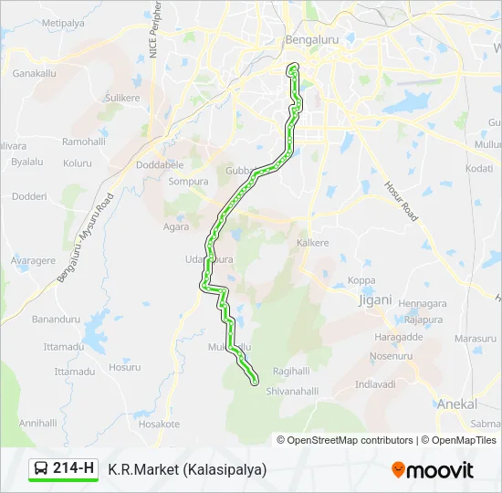 214-H Bus Line Map