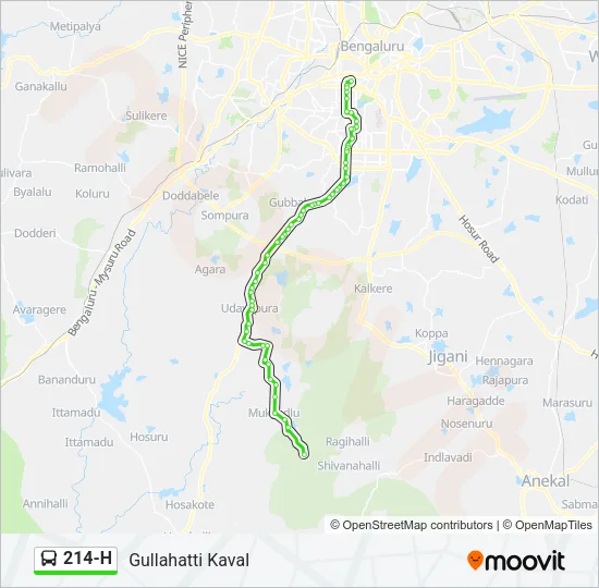 214-H Bus Line Map