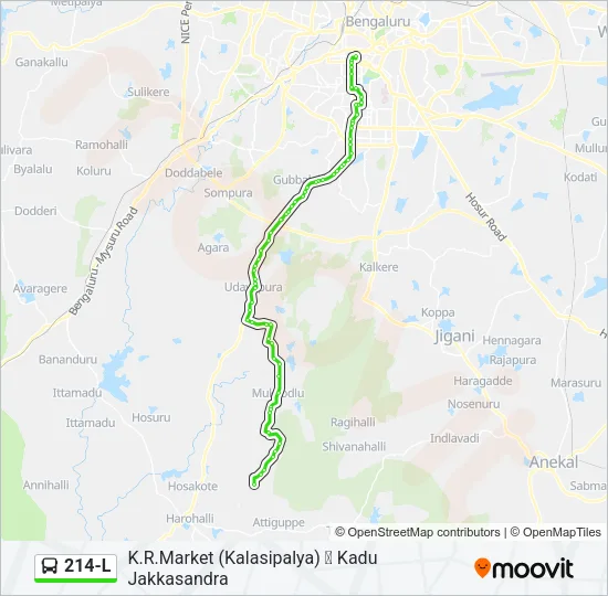 214-L Bus Line Map