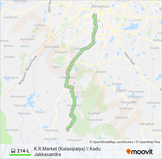 214-L Bus Line Map