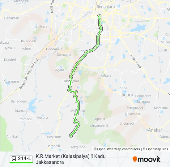 214-L Bus Line Map