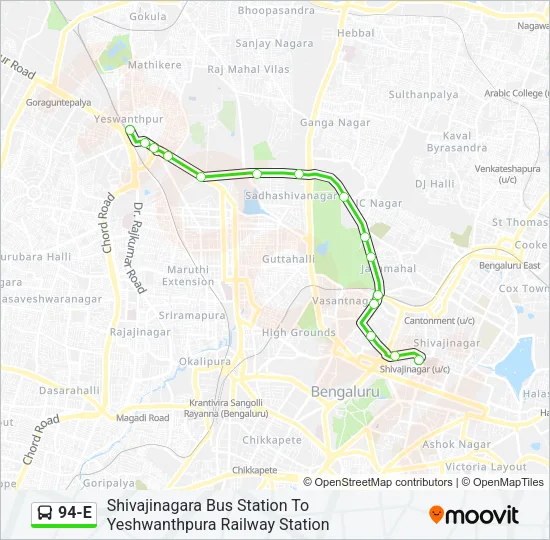 94-E Bus Line Map