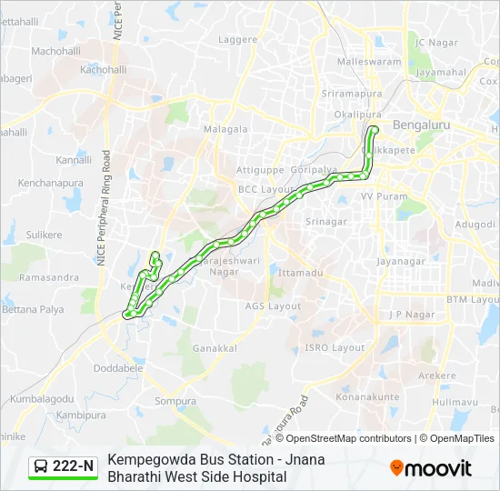 222-N Bus Line Map