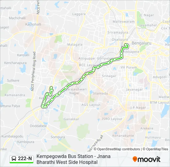 222-N Bus Line Map