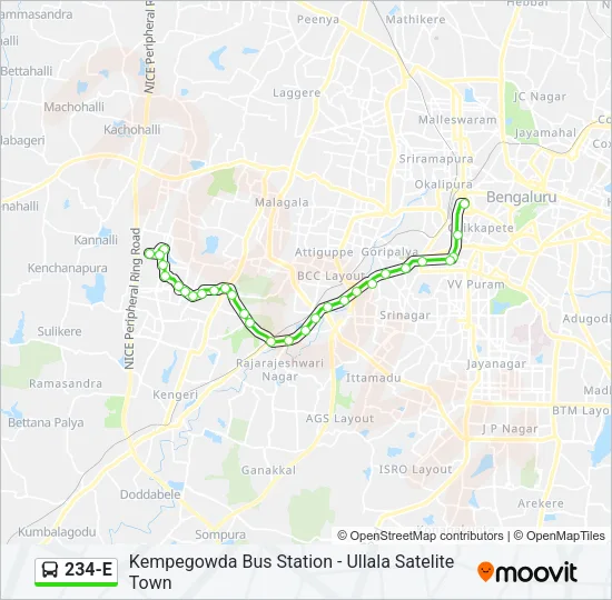 234-E Bus Line Map