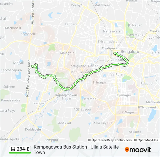234-E Bus Line Map